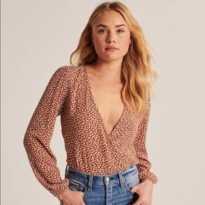 Wrap-Front Long-Sleeve Bodysuit